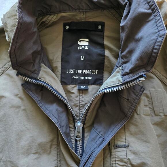 G Star Raw Men's Hooded Garber Short Trench Jacket Nylon Coat Size M Gray Olive - Picture 6 of 10
